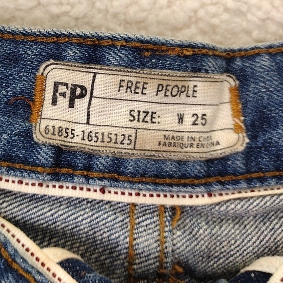 Free People‎ Denim Cutoff Shorts Blue Frayed Hem Button Fly Women Size 25 - Picture 4 of 13